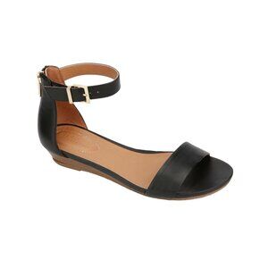 NWT Kenneth Cole Womens Great Viber Faux Leather Wedge Wedge Sandals Black 8M